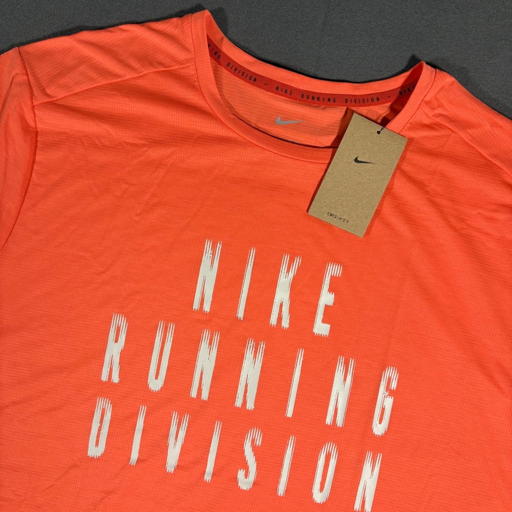Nike Rise 365 Running Division Mens Dry-FIT Short Sleeve Running Top Orange XXL